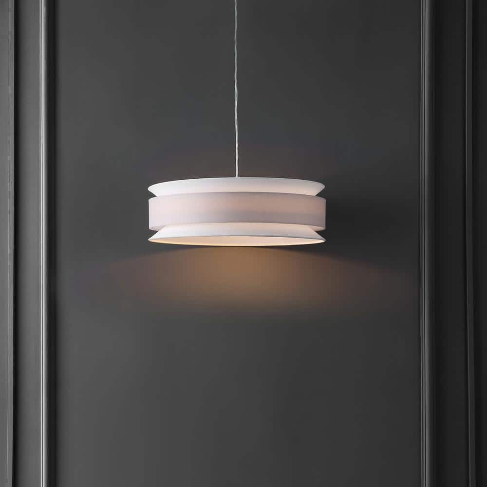 Nolana 20" Cream and White LED Drum Pendant Light