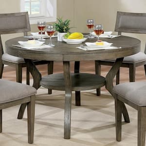 Idyllwild Gray Solid Wood 48 in. Pedestal Round Dining Table (Seats 4)