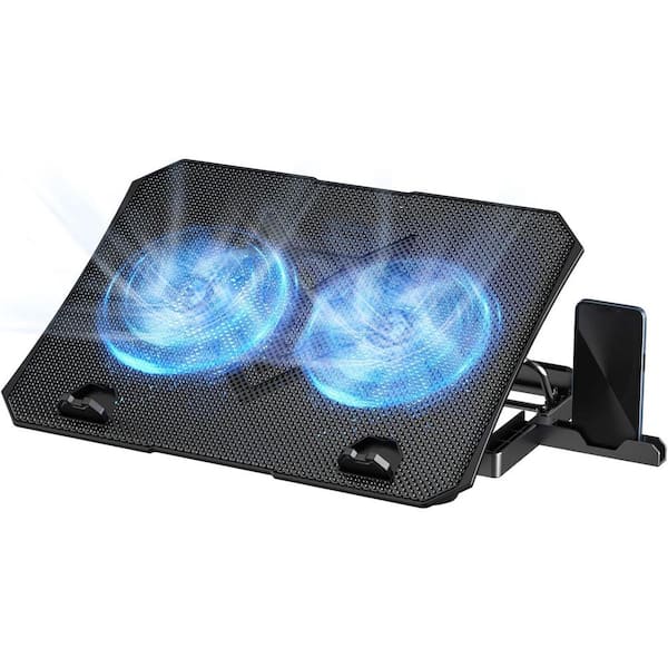 OBJLGEV Laptop Cooling Pad Gaming Cooler 2 Fans for 10-15.6 in. Laptops 5 Height Stands 2 USB Ports