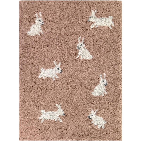Unbranded Arley Pink 5 ft. x 7 ft. Bunnies Area Rug