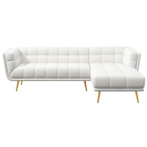 Kansas 102 in. W Square Arm 2-piece L-Shaped Boucle Fabric Right Facing Corner Sectional Sofa in Cream (Seats 4)