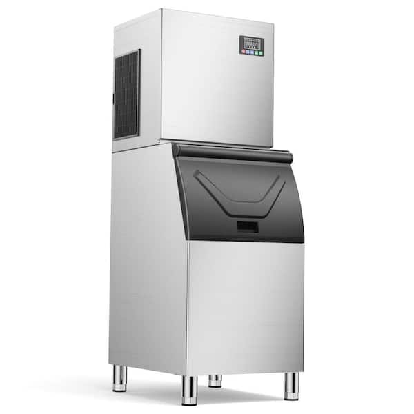 Mojgar 25 in. 550 lb. /24H Commercial Freestanding Ice Maker in Silver, Stainless Steel, with 400 lb. Storage Capacity