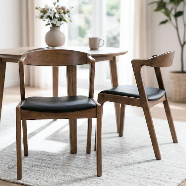 Ashcroft Furniture Co Roxy Mid-Century Modern Black Vegan Leather