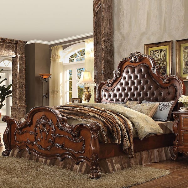 Acme Furniture Dresden Cherry Oak Queen Size Panel Bed 23140Q 