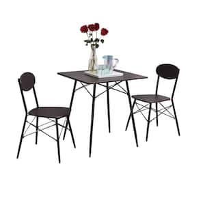 SignatureHome Finish Black / Walnut Material Metal 3-Piece Collot Dinette set Include 1 Table and 2 Chairs