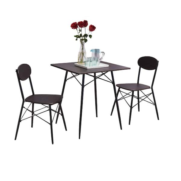 Signature Home SignatureHome Finish Black / Walnut Material Metal 3-Piece Collot Dinette set Include 1 Table and 2 Chairs
