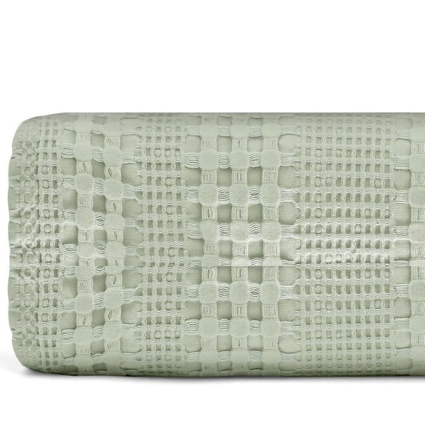 Mint Cooling Waffle Blanket Queen Size, Lightweight Bamboo Rayon & Cotton Blend, 90x90 Inches