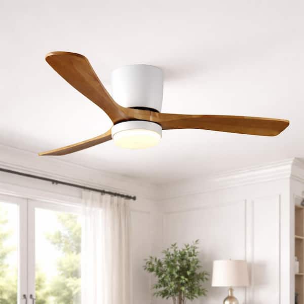 Serenity Shine 52 in. Integrated LED Indoor Flush Mount White Standard Ceiling Fan with Light and Remote