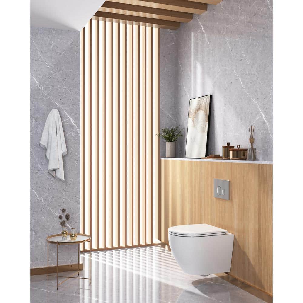 White Ceramic Elongated Wall Mounted Dual Flush Toilet