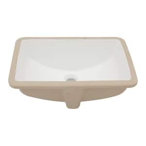 19.7 in. x 14 in. White Ceramic Rectangular Undermount Bathroom Sink with Overflow