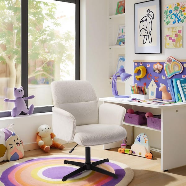 Homy Casa THR Kid's Gaming and Student Swivel Writing Chair Ergonomic Adjustable Height Task Chair in Ivory