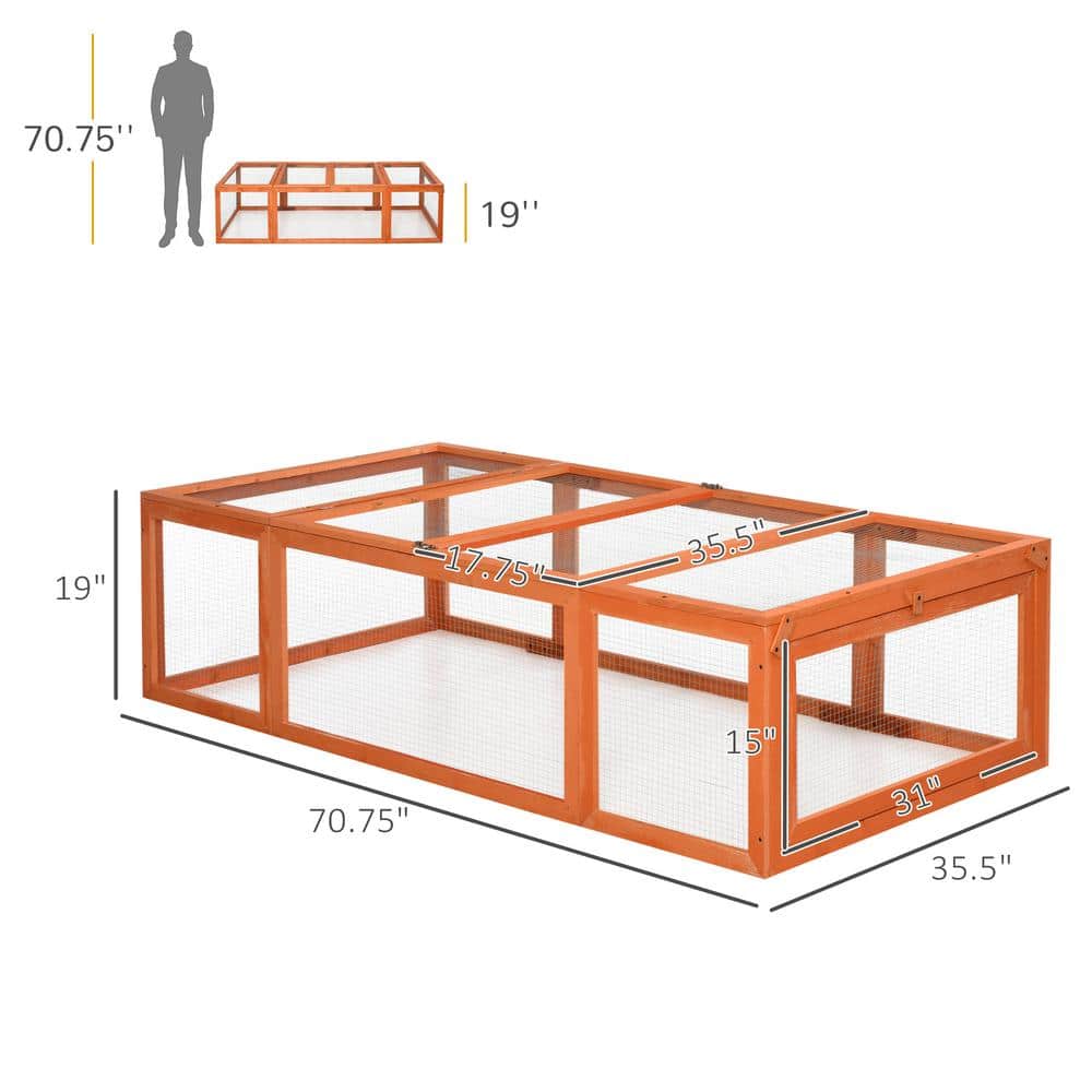Large Natural Fir Wood Outdoor Rabbit Hutch with Lockable Doors