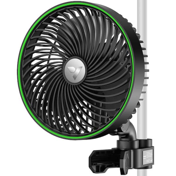 AeroWave Portable 6 in. Powerful Oscillating Smart Control Clip Desk Fan in Black for Hydroponic Ventilation
