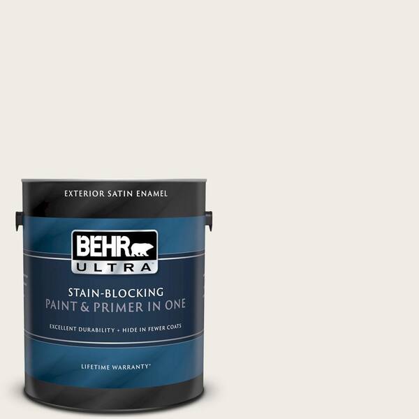 BEHR ULTRA 1 gal. #UL170-12 Silky White Satin Enamel Exterior Paint and Primer in One