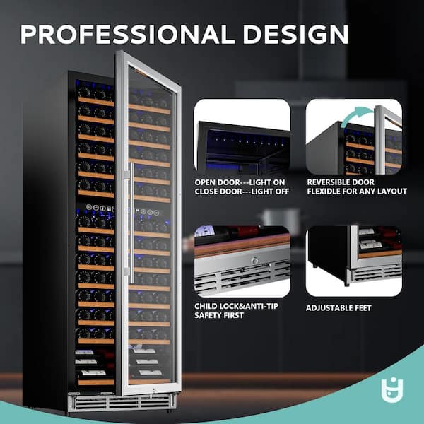 SIMZLIFE 24 in. Dual Zone 160-Wine Bottles and 48-Cans