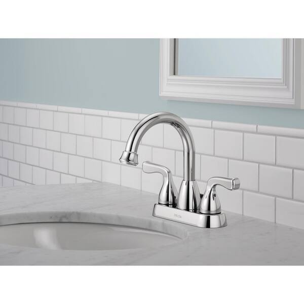 Delta Foundations 4 in Centerset 2-Handle Hi-Arc Bathroom Faucet in Chrome 