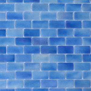 Glass Tile Love Familiar 13.25 in. x 22.5 in. Blue Subway Glossy Glass Mosaic Tile for Wall or Floor (9.68 sq. ft./case)