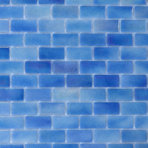 The Tile Doctor Glass Tile Love Familiar 13.25 in. x 22.5 in. Blue Subway Glossy Glass Mosaic Tile for Wall or Floor (9.68 sq. ft./case)