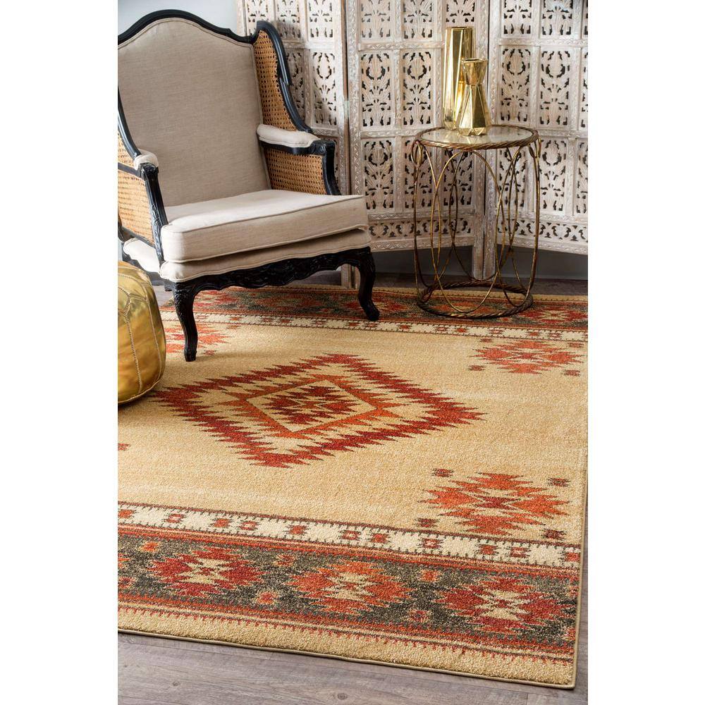 Reversible Margene Tribal Diamond 5' x 7' Beige Area Rug