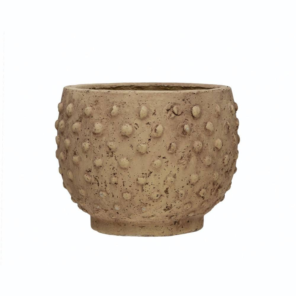 UPC 191009479598 product image for 9.25 in. W x 7.25 in. H Distressed Finish Round Sandstone Hobnail Decorative Pot | upcitemdb.com