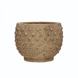 9.25 in. W x 7.25 in. H Distressed Finish Round Sandstone Hobnail Decorative Pot