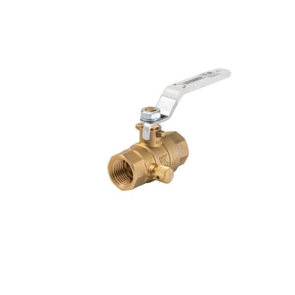1/2 in. FNPT Full Port Lead Free Brass Ball Valve w/ Drain