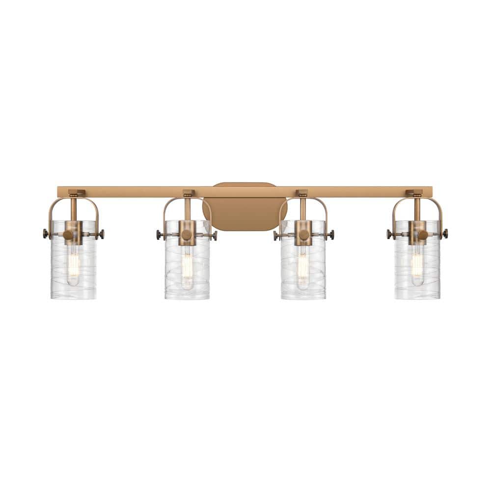 Pilaster II Cylinder 34.88 in. 4-Light Brushed Brass Vanity Light with Glass Shade price history on PriceWatchPro