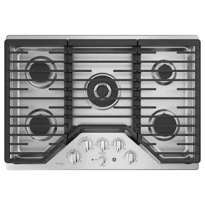 Profile 30 in. Gas Cooktop in Stainless Steel with 5 Burners including Power Boil Tri-Ring Burner