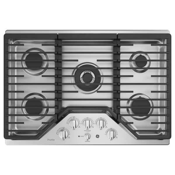 GE Profile™ 36 Built-In Tri-Ring Gas Cooktop with 5 Burners and Included  Extra-Large Integrated Griddle