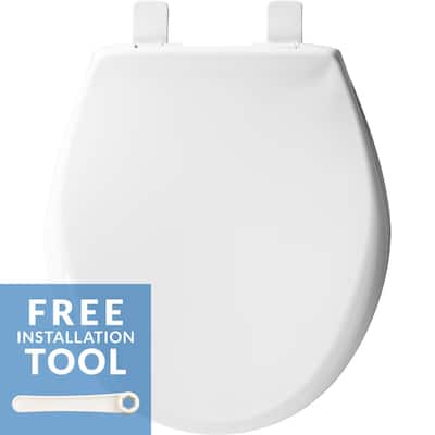 Affinity Soft Close Round Closed Front Plastic Toilet Seat in White Never Loosens and Free Installation Tool