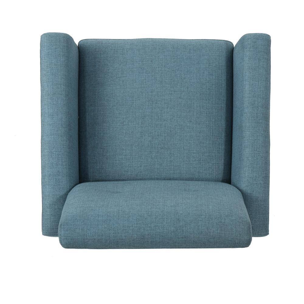 Mid-Century Blue Wood Club Chair with Dark Brown Legs