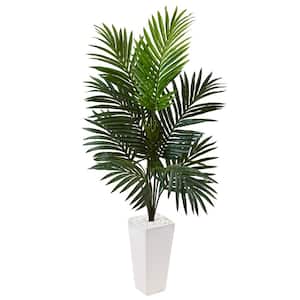 Indoor Kentia Palm Artificial Tree in White Tower Planter
