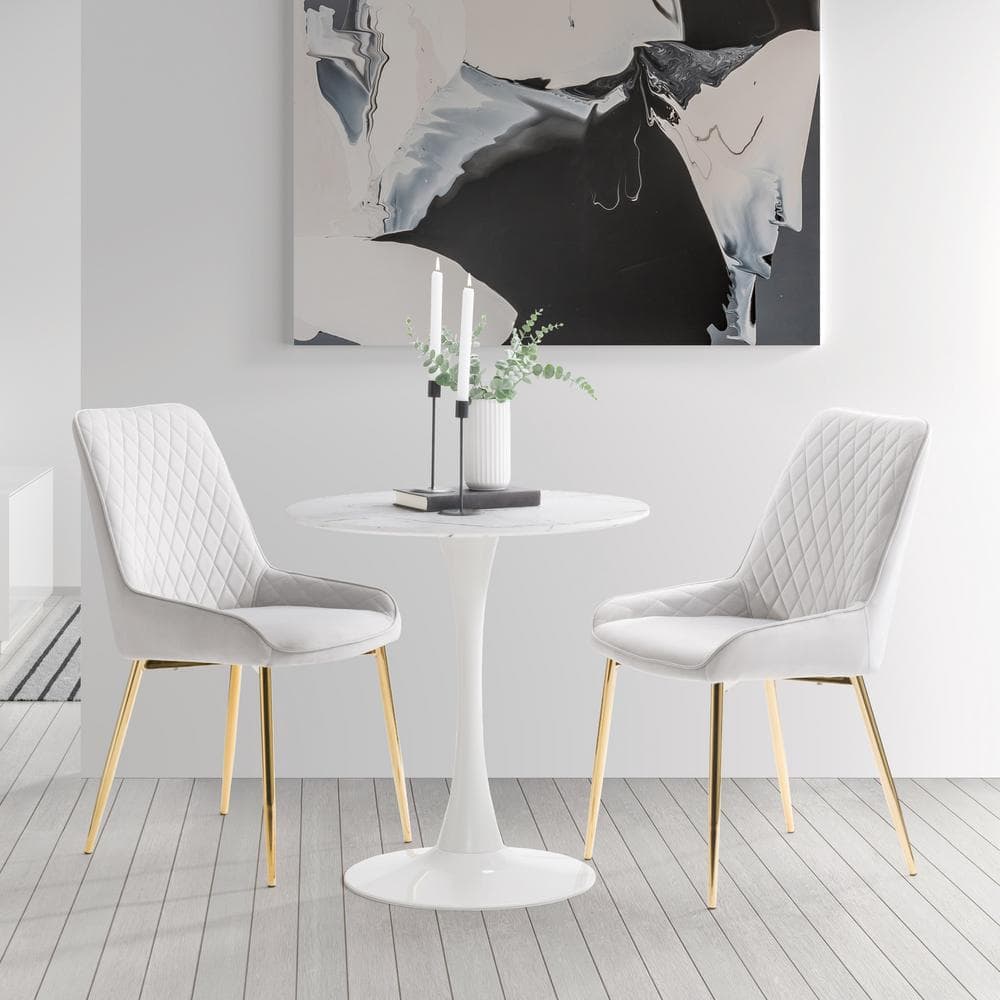 Mid-Century Glam Velvet Upholstered Side Chair with Gold Legs