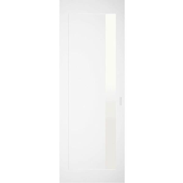 18 in. x 96 in. Unassembled Universal/Reversible Solid Wood Painted White Flush Mount Hidden Door with Silver Hinge