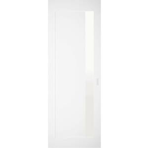 32 in. x 84 in. Unassembled Universal/Reversible Solid Wood Painted White Flush Mount Hidden Door with Silver Hinge