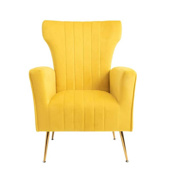 VERYKE Yellow Velvet Upholstered Accent Chair DB-W109557311 - The Home ...