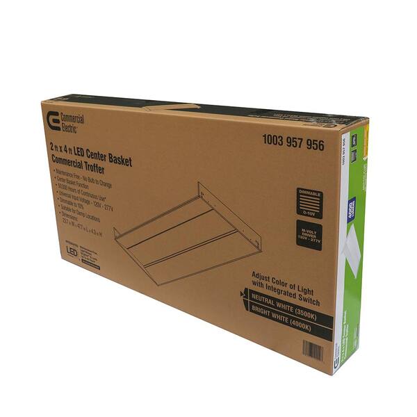 Commercial Electric 1-Pack 2 ft. x 4 ft. White Selectable
