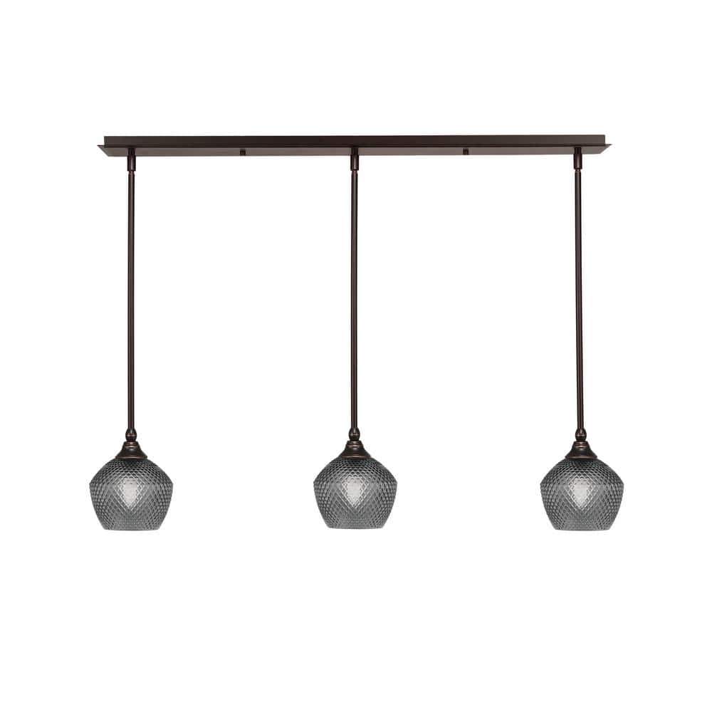 Livingston 100-Watt 3-Light Dark Granite Shaded Pendant Light with 6 in. Sm