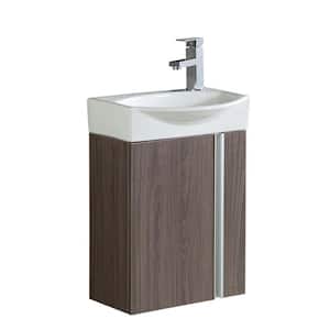 16.34 in. W x 8.6 in. D x 22.8 in. H Single Sink Bathroom Vanity in Gray Taupe with White Ceramic Top and Mirror