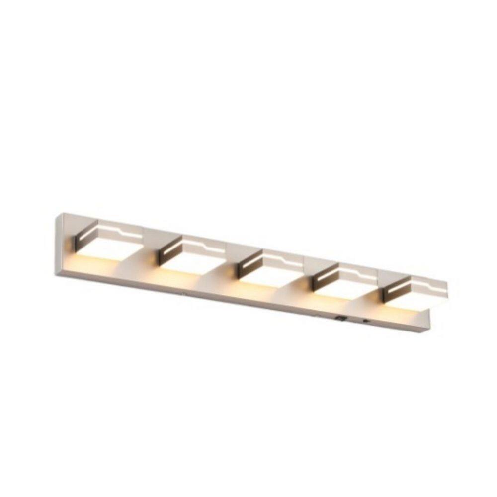 32.3 in. 4-Light Nickel Dimmable LED Motion Sensor Vanity Light with 3-CCT Adjustable Switch for Bathroom Lighting price history on PriceWatchPro