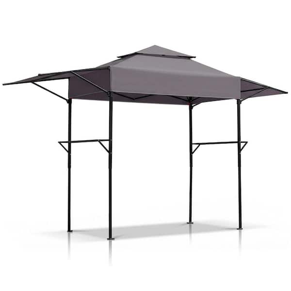 12.5 ft. x 3.3 ft. Patio Barbecue Grill Canopy Gazebo with Dark Gray Soft Top Roof
