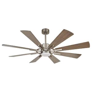 60 in. LED Indoor Satin Nickel Ceiling Fan with Remote