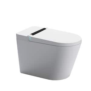 Auto Open Close Lid Elongated Bidet Toilet in White with Soft Close Heated Seat Foot Sensor Night Light