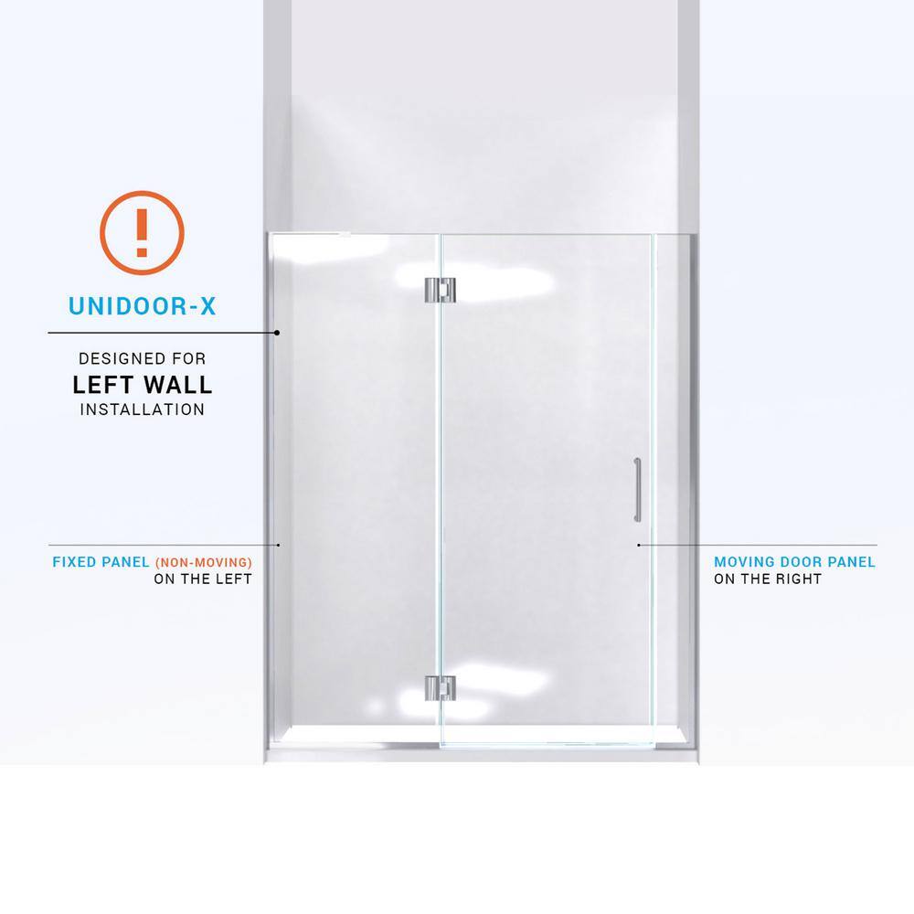 Unidoor-X 60" Clear Glass Frameless Hinged Shower Door