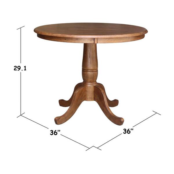 36 inch round pedestal dining table with leaf