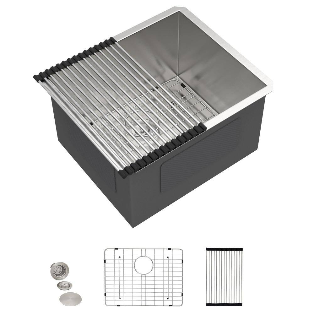 21 in. Undermount Laundry/Utility Sink, 16-Gauge Stainless Steel, 12 in. Deep Single Bowl with Accessories price history on PriceWatchPro