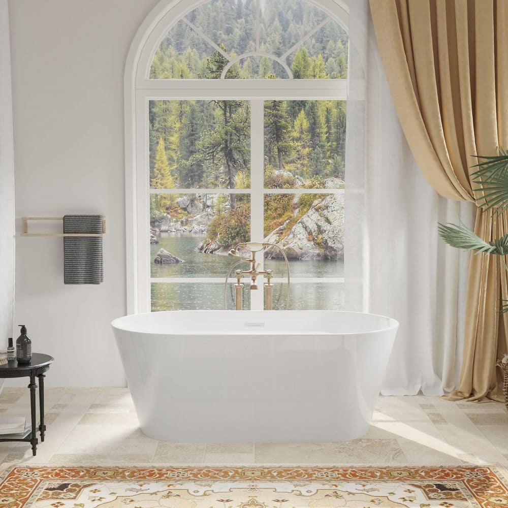 60 in. x 31.1 in. Acrylic Double Ended Soaking Bathtub with Chrome Overflow and Drain Included in Glossy White price history on PriceWatchPro