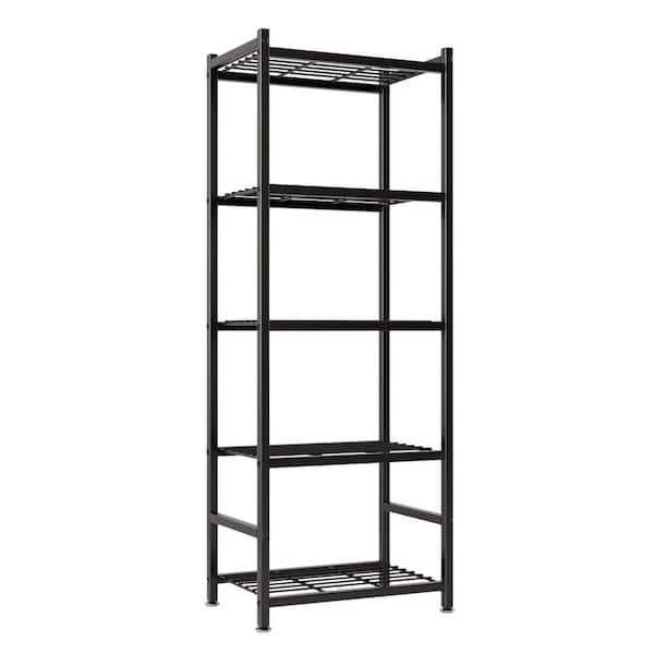 Black Adjustable Metal Storage Shelving Unit with 5-Tier Sturdy Wire Shelves for Garage, Kitchen, Pantry