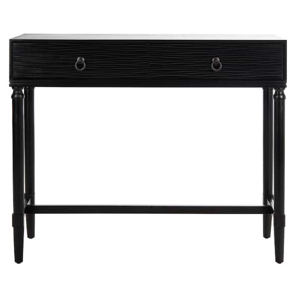 SAFAVIEH Aliyah 13 in. Black Rectangle Wood Console Table with Drawer