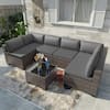 Halmuz 7-Piece Wicker Outdoor Sectional Set with Cushion Grey LZY-7PS-Grey